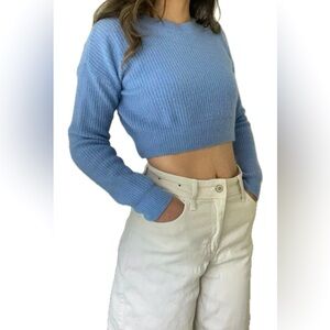 Vintage cropped baby blue cashmere sweater